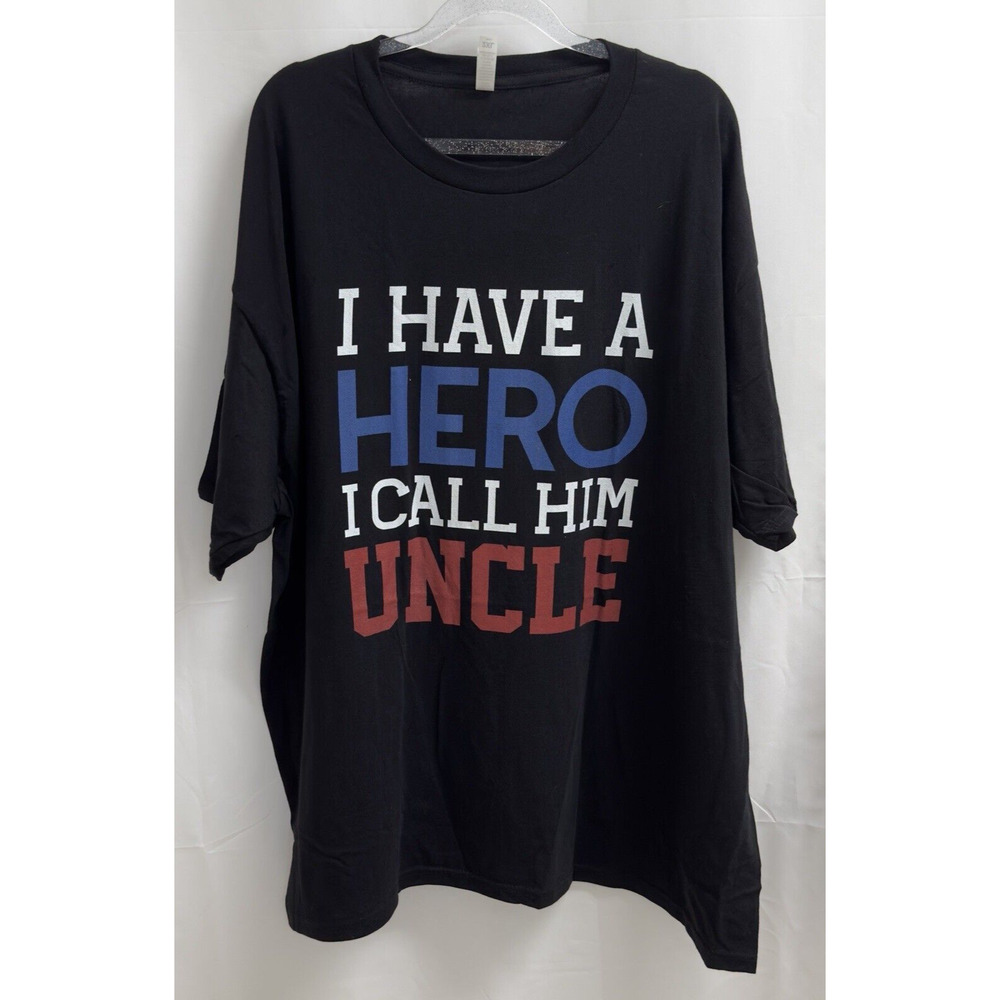 "Hero Uncle" Short Sleeve Crewneck T Shirt Black Men's Size 2XL